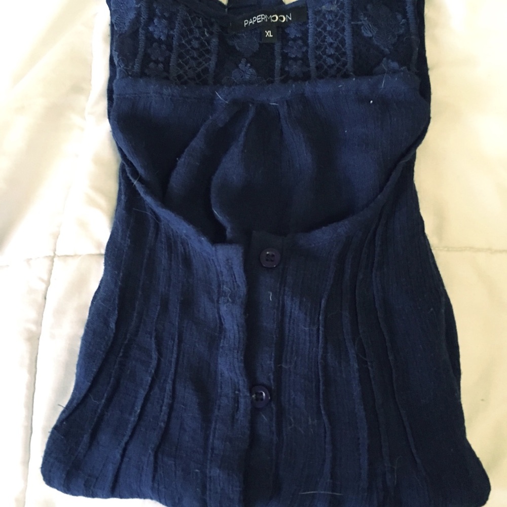 Navy blue lace blouse